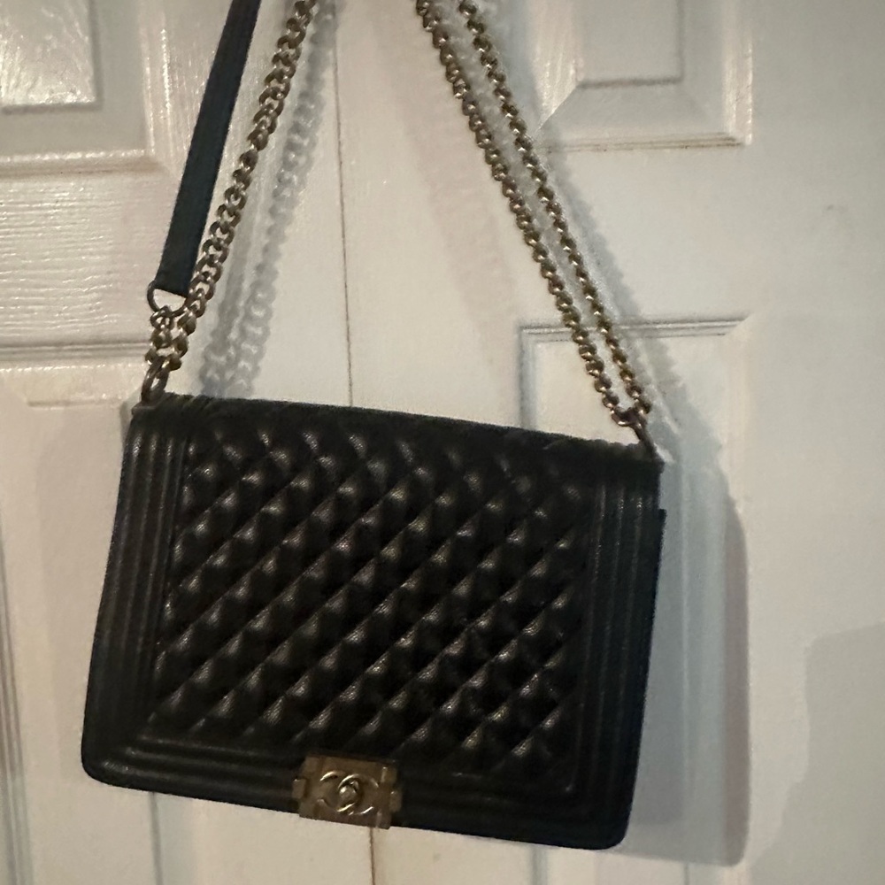 FLASH SALE! Fashion Black Caviar Boy Bag - Large Size